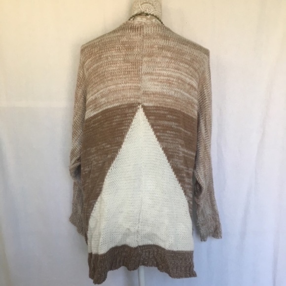 Mossimo // Tan, Cream Chunky Sweater Cardigan M - Picture 4 of 8
